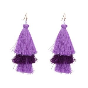 Purple Peach Spring Tassel Dangle Drop Earrings